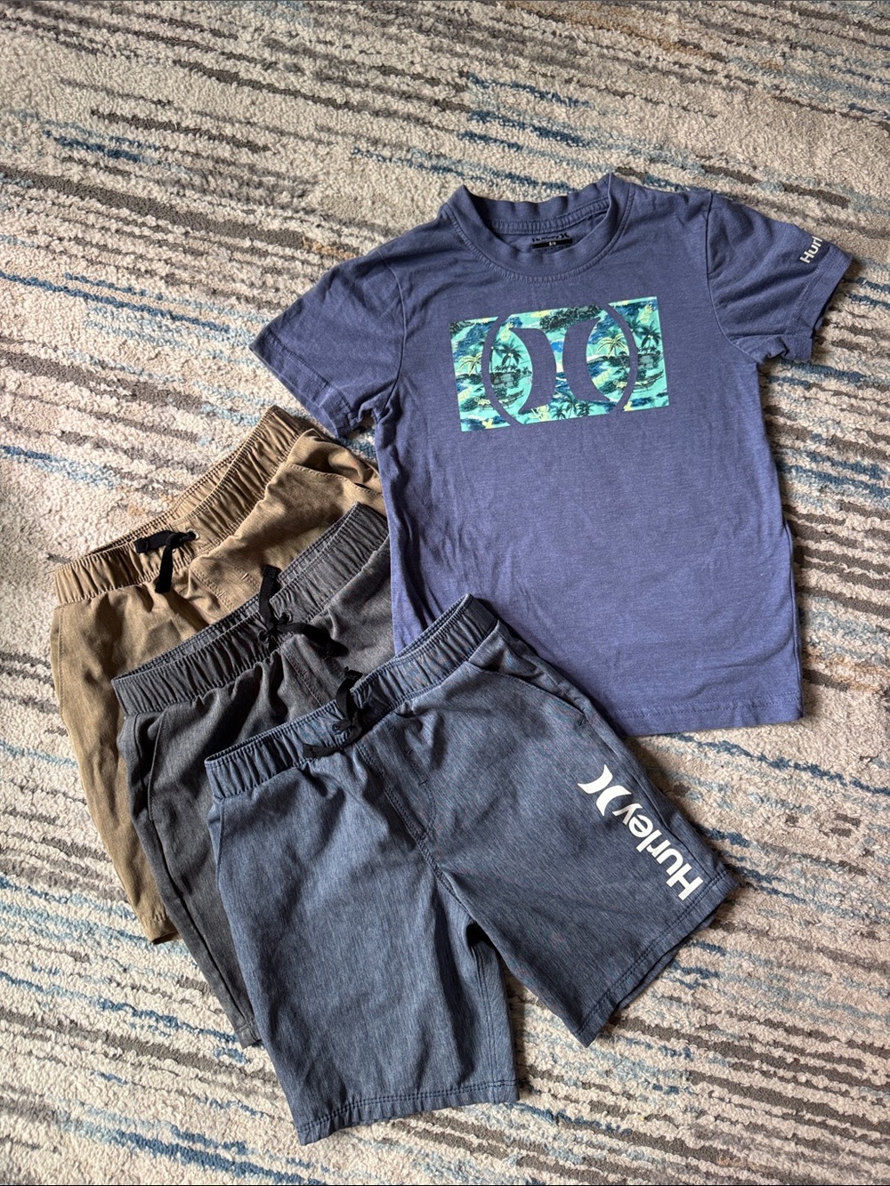 Hurley size 5-6 bundle, 3 shorts plus 1 t-shirt